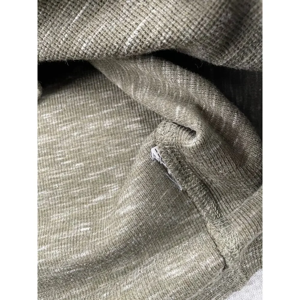 Banana Republic Core Temp Shirt Mens L Green Waffle Knit Thermal Long Sleeve